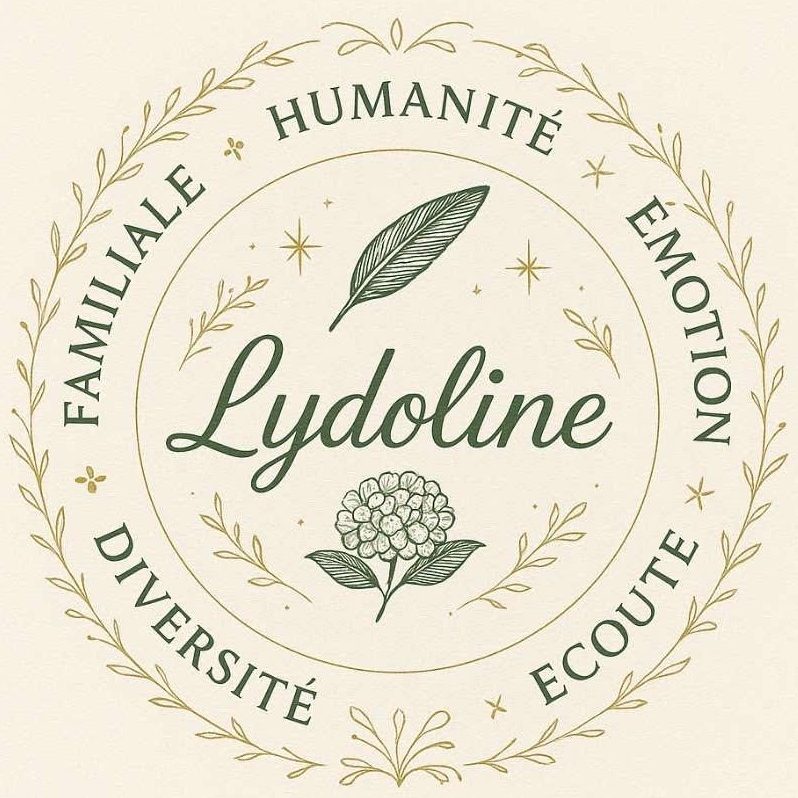 Logo de Lydoline avec des mots clés comme "humanité", "écoute" et "diversité".
